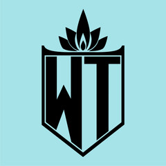 WT Logo with Elegant Crown Symbol and Shield