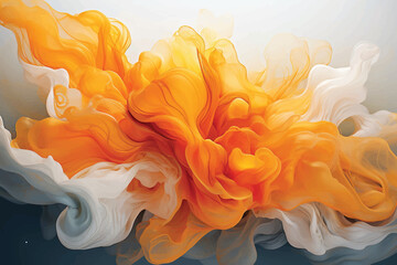Singular intricately flowing colored smoke stream digital painting.