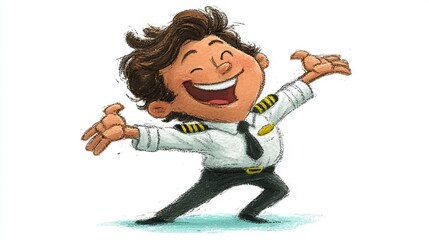 Naklejka premium Happy boy pilot illustration