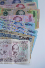 Vietnamese dong banknotes. Money concept