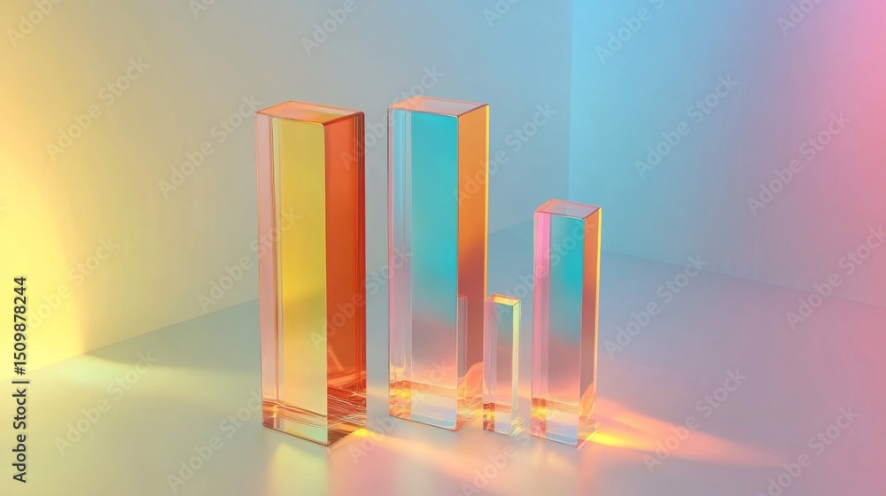 Leinwandbilder a clean, modern d bar graph with light reflections and sharp edges, showing market fluctuations in v
