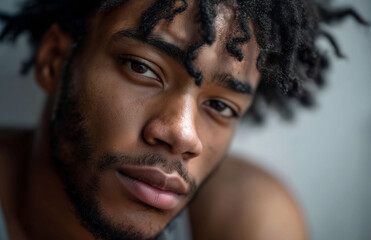 Obraz premium Young african american man with dreadlocks posing in studio