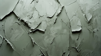 Close-Up of Textured Green Plaster Wall Surface with Artistic Imperfections and Abstract Patterns

