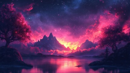 sunset over the lake