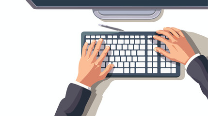 Focused Office Worker Typing on Modern Keyboard, Efficient Workflow, Business Productivity Concept, 