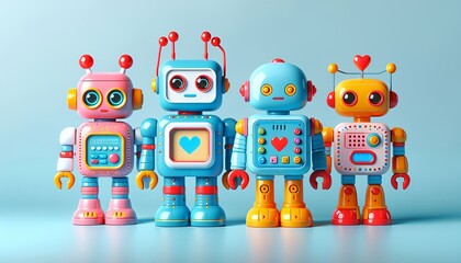 This is a collection of playful, colorful characters with a retro-futuristic design that is perfect for creative projects.
