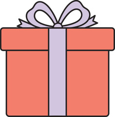 pink gift box, purple ribbon, bow, present, gift, illustration, digital art, 3d rendering
