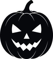 pumpkin, jack-o-lantern, halloween, silhouette, spooky, sinister, eerie, dark, moody, monochrome, high contrast, vector illustration
