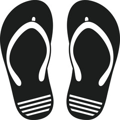 Flip-Flop Silhouette Vector – Summer Beach Footwear Icon for Vacation and Travel Designs