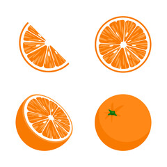 Fresh Orange Citrus Fruit Whole and Sliced