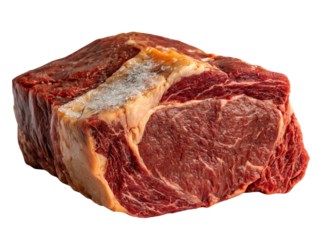 Fresh cut of marbled beef steak ready to cook. isolated on transparent background. PNG