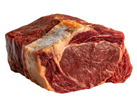 Fresh cut of marbled beef steak ready to cook. isolated on transparent background. PNG