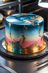 Exquisite Layered Cake with Gold Leaf Elegant Design and Decoration