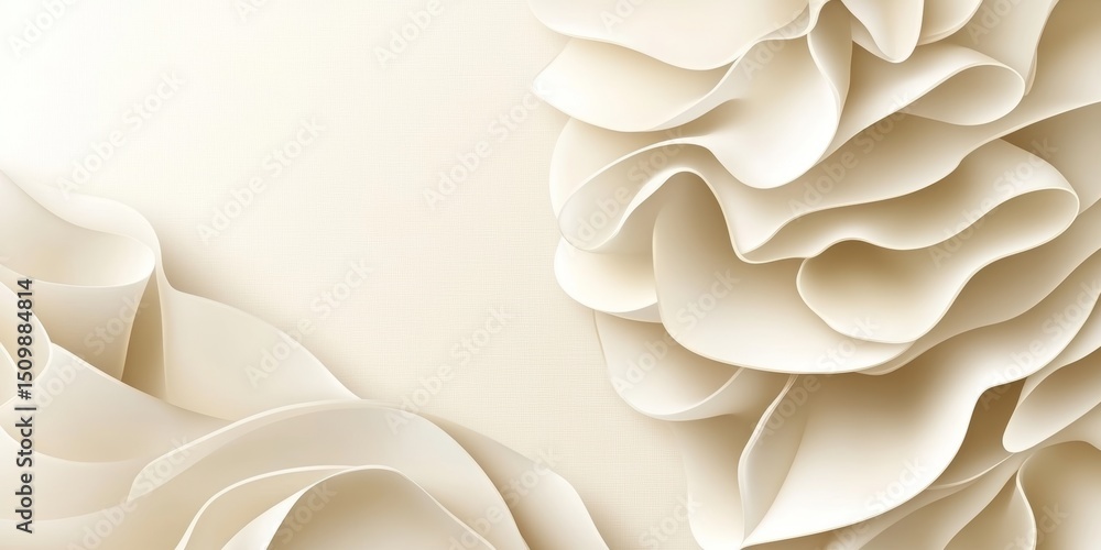Poster abstract background of gentle delicate vivid fluid curves in light yellow colors on soft gradient