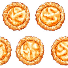 2d illustration of a tileable pattern of sweet potato pie isolated on a white transparent background