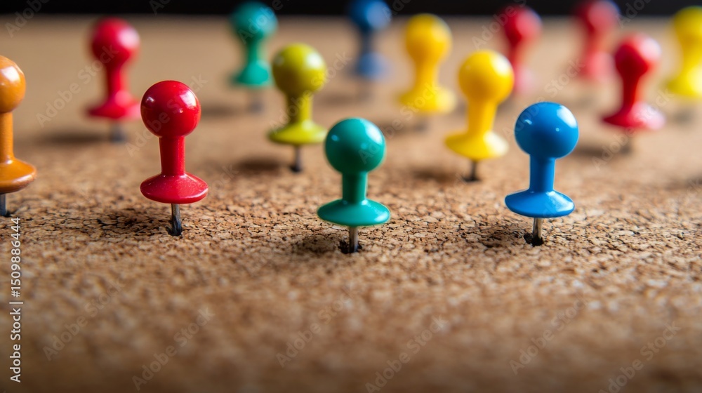 Poster a corkboard with various colorful thumbtacks and empty spaces, representing the room for diverse opi