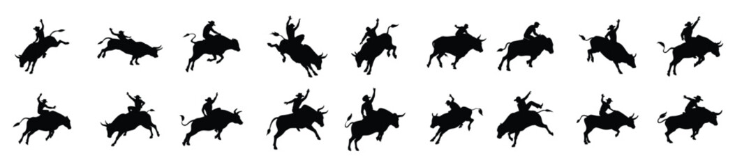 bull riding silhouettes