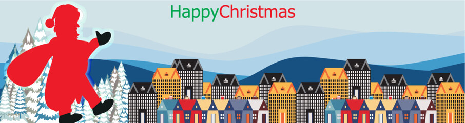 Happy Christmas Day, Merry Christmas, Santa Claus In City.