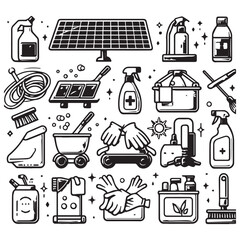 editable vector clip art collection of cleaning elements