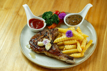 Barbecue Pork, Bone, Close-up, Color Image, Cooked