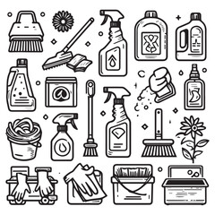 editable vector clip art collection of cleaning elements