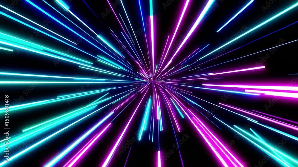Aufkleber hypnotic neon tunnel with infinite parallel lines rushing forward. ultra-smooth 4k motion for tech p