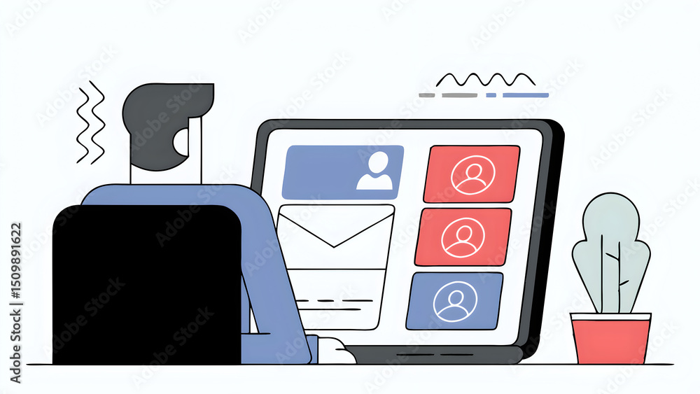 Aufkleber businessman using a laptop show search bar concept of a website to find a job and career on the inte