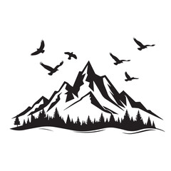 Fototapeta premium Mountain silhouette icon vector