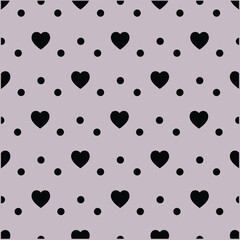 Eye Catchy Cute Color Background with Black Hearts and Dots