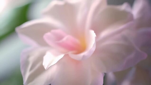 Timelapse of a freesia blooming with soft pastel petals, elegant curves under gentle morning light, delicate scent implied. Created with generated AI.