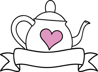 heart shaped teapot with tea