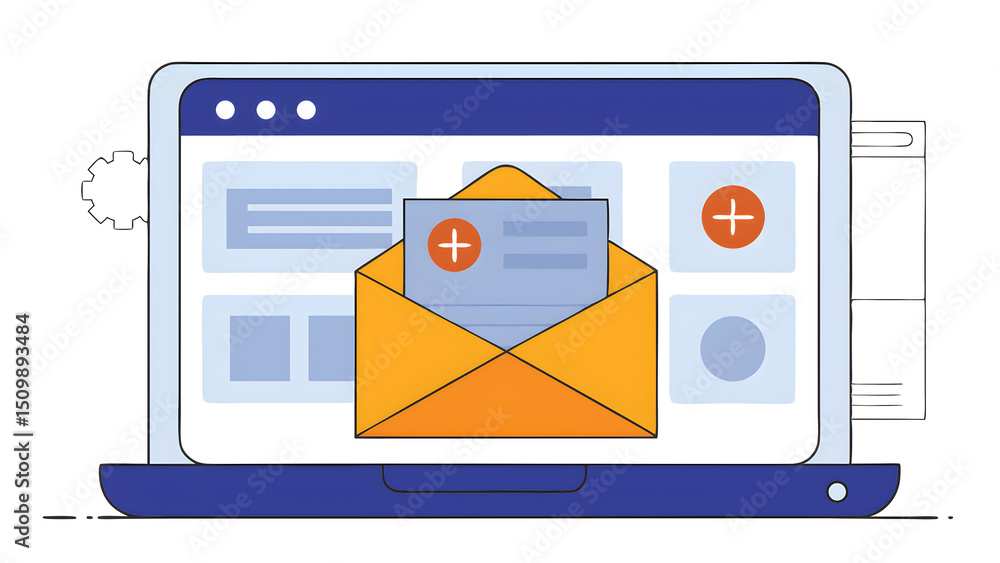 Poster icon new email send an information message email from the tablet smart sms mail on digital business 