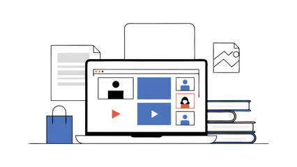 multimedia ott content on digital technology concept of watching live video streams on a computer laptop training and education watch videos on social media platforms 35932930 1