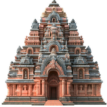 Front view of the Lingaraja Temple isolated on a white transparent background