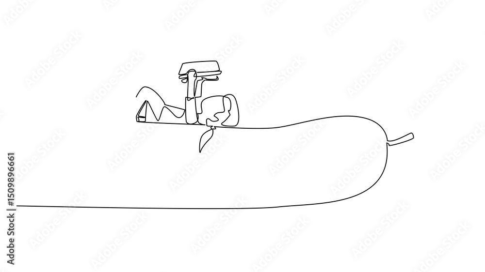 Poster animated self drawing of single continuous line drawing girl reading on cucumber. read the legend of