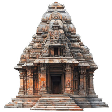 Front view of the Omkareshwar Temple isolated on a white transparent background