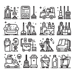 editable vector clip art collection of cleaning elements
