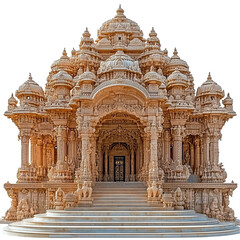 Fototapeta premium Front view of the Swaminarayan Akshardham Temple isolated on a white transparent background