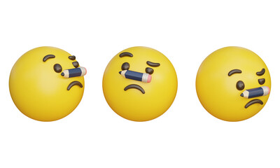 worried expression with a pencil on its nose Emoji 3D Icon