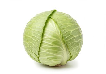 Fototapeta premium Fresh green cabbage vegetable isolated on white background