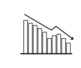 Negative Trend Chart Decreasing Bar Graph Vector Illustration