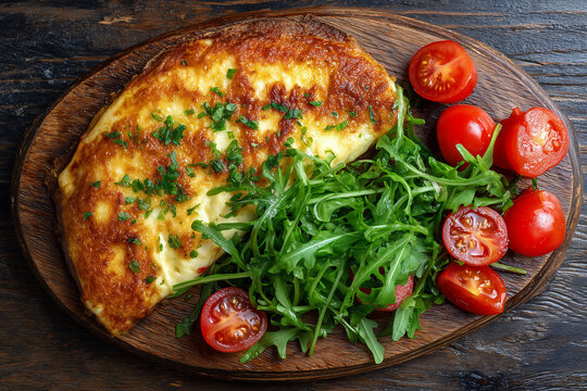 argentinian provoleta cheese with salad top view