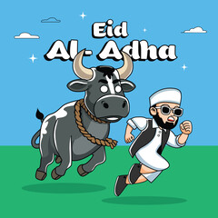 Trendy Muslim Boy chased By Cow in Eid Al Adha Mubarak