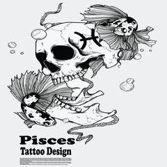 A collection of zodiac design tattoo illustrations pisces