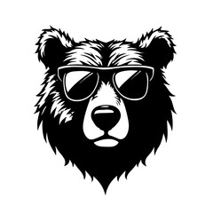 sunglasses bear head vector illustration