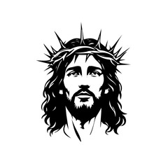 Obraz premium Jesus silhouette on a white background