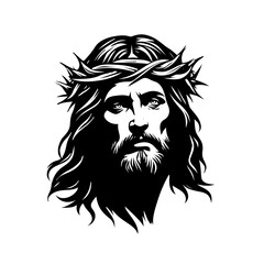 Obraz premium Jesus silhouette on a white background
