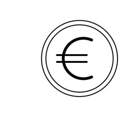 Euro Currency Symbol Black and White Outline Vector Illustration