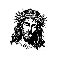 Jesus silhouette on a white background