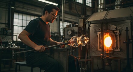 Master Glassblower Shaping Molten Glass into Art A Glimpse into the Intricate Process of Glassblowing
